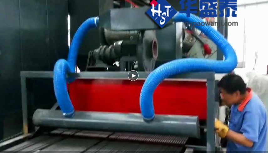 發往山東棗莊通過式圓鋼鋼筋拋丸機已經調試完畢,調試現場圖